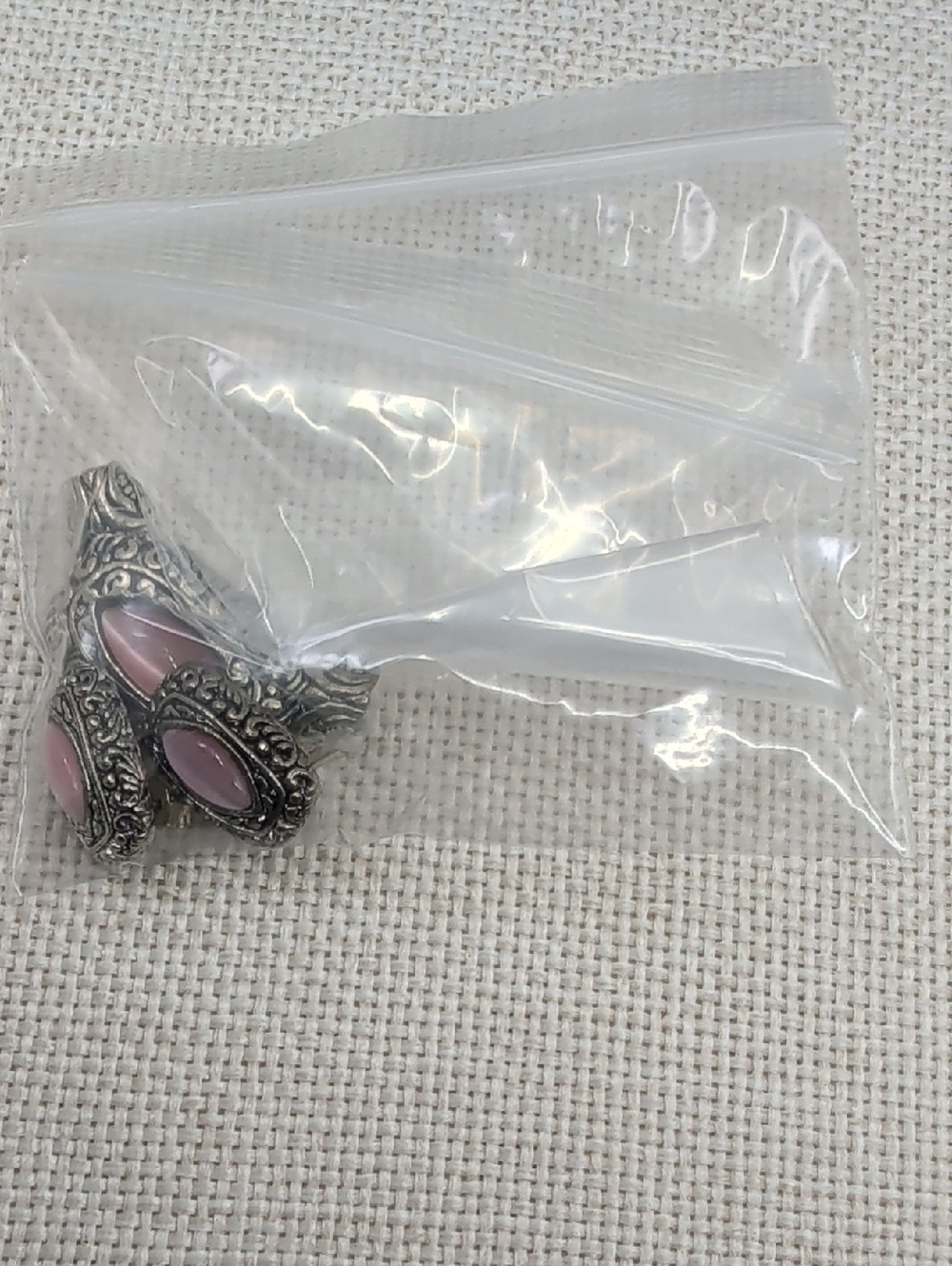 Vintage Silver Tone Pink Cat's Eye Pendant & Earring Set Demi Parure - Picture 17 of 17